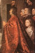 Madonna with Saints and Members of the Pesaro Family (detail) wt